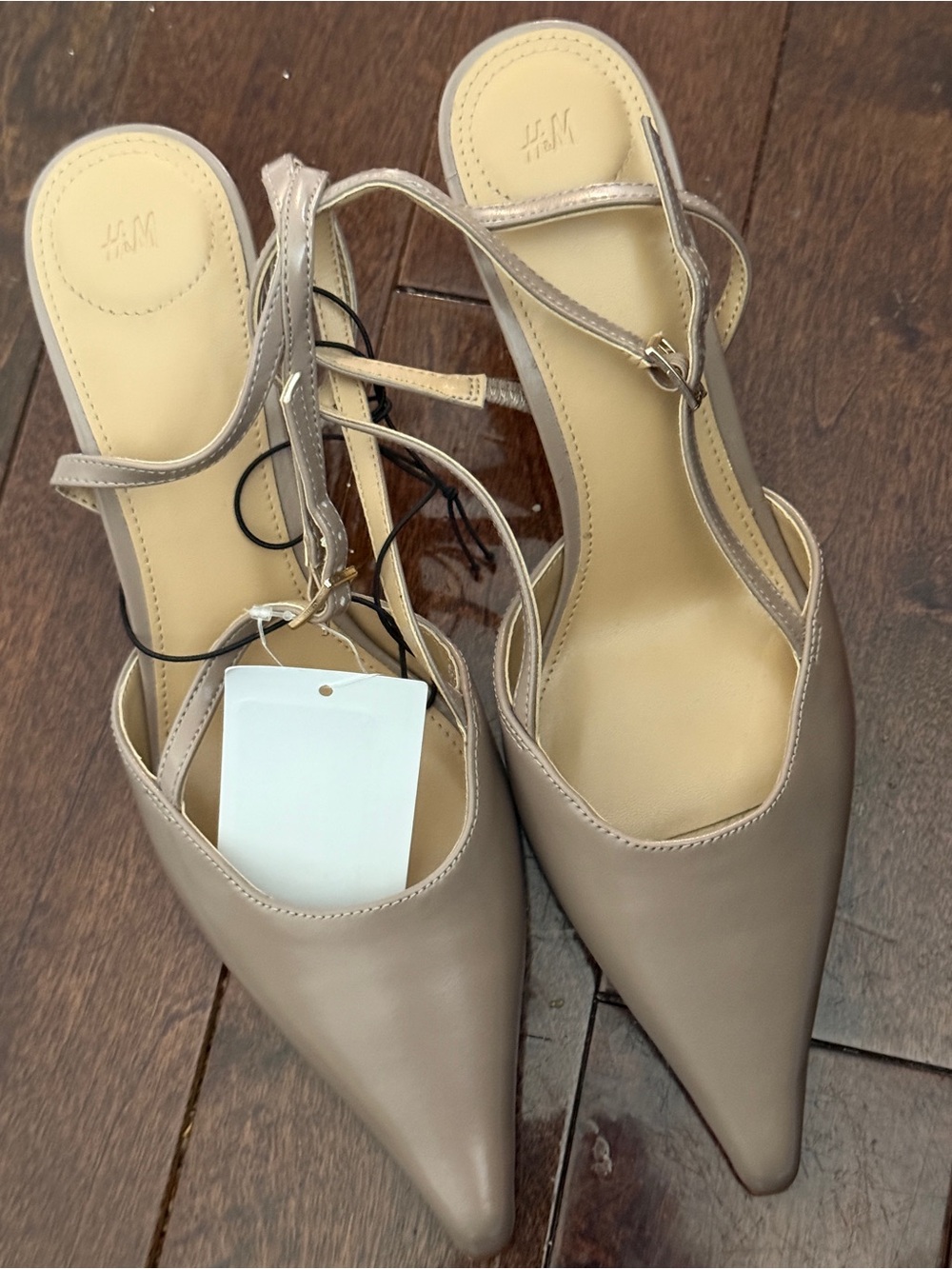 H&M Taupe Pointed Toe Slingback Heels